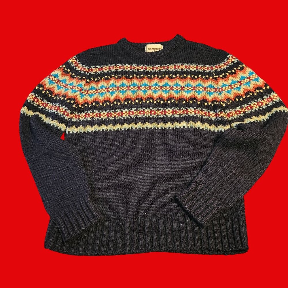 Vintage Campus Sweater Unisex Size M 100% Virgin Acrylic